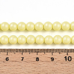 ベーキングペイントパール化ガラスパールビーズ連売り  ラウンド  シャンパンイエロー  6mm  穴：0.8mm  約69~70個/連  15.75~15.94インチ（40~40.5cm）&nbsp;HY-N002-6mm-B03