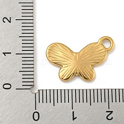 イオンプレーティング（IP）304ステンレススチールチャーム  バタフライチャーム  18KGP本金メッキ  13x19x1.5mm  穴：2mm&nbsp;STAS-N103-101G