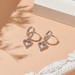 Brass Micro Pave Clear Cubic Zirconia Hoop Earring&nbsp;EJEW-JE05226-02