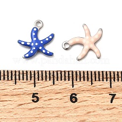 304ステンレススチールエナメルチャーム  海洋動物  ステンレス鋼色  ヒトデ  10.5x10x1.8mm  穴：1.1mm&nbsp;X-STAS-Q363-14I-P