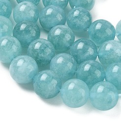 天然の天然翡翠ビーズ連売りを染めた  ラウンド  ライトシーグリーン  12mm  穴：1.2mm  約16個/連  7.48インチ（19cm）&nbsp;G-G021-01D-08