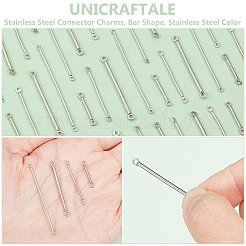 80個 4スタイル 304 & 201 ステンレススチールコネクタチャーム  棒状  ステンレス鋼色  15~40x1~2.5x1~1.5mm  穴：1~1.4mm  20個/スタイル&nbsp;STAS-UN0055-54