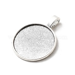 Tibetan Style Alloy Flat Round Pendant Cabochon Settings&nbsp;TIBEP-M022-14AS
