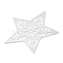 201 個のステンレススチール製カボション  エッチングされた金属装飾  スター  ステンレス鋼色  48x51x0.3mm&nbsp;STAS-G396-02P