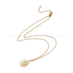 Clear Cubic Zirconia Sun Pendant Necklace&nbsp;NJEW-O125-26G