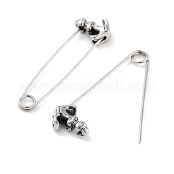 アンカー 316 サージカルステンレススチール 安全ピン フープピアス 女性用  アンティークシルバー  39x4x11mm&nbsp;EJEW-Z050-28AS