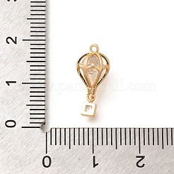 真鍮チャーム  熱気球  ガラスと  多面カット  18KGP本金メッキ  17x7mm  穴：1mm&nbsp;KK-B127-02G
