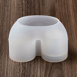 ダブルカラムU字型DIYキャンドルホルダーシリコンモールド  樹脂石膏セメント鋳型  ホワイト  4.5x9.8x6.4cm&nbsp;DIY-F144-01