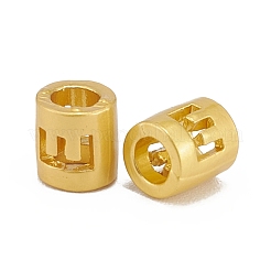 合金中空ペンダントビーズ  手紙付きバレル  マットゴールドカラー  文字.e  6.5x5mm  穴：3.5mm&nbsp;PALLOY-P242-01MG-E
