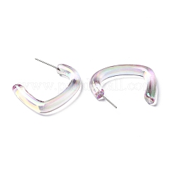 304ステンレススチールピン付き樹脂Cシェイプスタッドピアス  カラフル  30x5mm&nbsp;EJEW-D056-12P