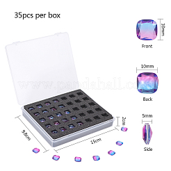 ポイントガラスラインストーンカボション  模造トルマリン  正方形  サファイア  10x10x5mm  35個/箱&nbsp;RGLA-OC0001-25C