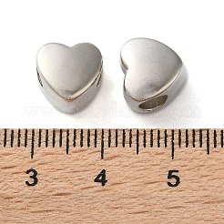CCBプラスチックヨーロッパビーズ  大穴ビーズ  プラチナ  ハート  9.5x9.5x7.5mm  穴：4mm&nbsp;CCB-L015-15B-P
