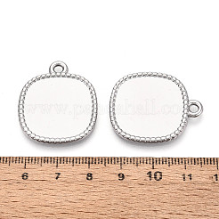 304ステンレススチールペンダントカボションセッティング  正方形  ステンレス鋼色  30x25.5x2mm  穴：2.5mm  トレイ：22x22mm&nbsp;STAS-N108-70P