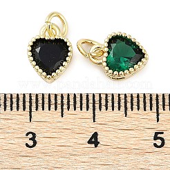 18KGP本金メッキ真鍮象眼細工キュービックジルコニアチャーム  丸カン付き  カドミウムフリー＆鉛フリー  長持ちメッキ  ハート  ミックスカラー  9.5x7x4mm  丸カン：4x0.5ミリ  2.5mm内径&nbsp;ZIRC-L100-074G