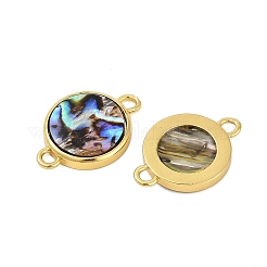Brass Pave Natural Paua Shell Connector Charms&nbsp;KK-M299-01D-G