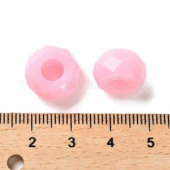レジンヨーロピアンビーズ  大穴ビーズ  多面カット  ロンデル  パールピンク  13.5x8mm  穴：5.5mm&nbsp;RESI-B020-06E