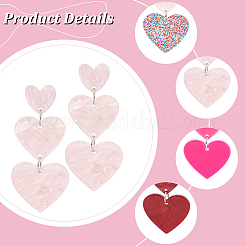 4 Pairs 4 Style Acrylic Heart Dangle Stud Earrings with 304 Stainless Steel Pins for Women&nbsp;EJEW-AN0004-82