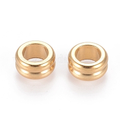 イオンプレーティング（IP）304ステンレスビーズ  スジ入りビーズ  コラム  18KGP本金メッキ  10x5mm  穴：6mm&nbsp;STAS-E036-4B
