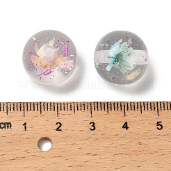 透明樹脂ビーズ  ドライフラワーとグリッターパウダーをまぶした丸型  ミックスカラー  16~16.5mm  穴：2mm&nbsp;RESI-F059-01