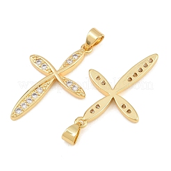 Brass Micro Pave Clear Cubic Zirconia Pendants&nbsp;CU-CBADC6C-01G