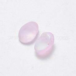 透明スプレー塗装ガラスチャーム  グリッターパウダー付き  オーバル  パールピンク  8.5x6x4.5mm  穴：1mm&nbsp;X-GLAA-R211-05-D02