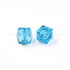 透明なアクリルビーズ  多面カット  キューブ  ディープスカイブルー  10x11x11mm  穴：2mm  約670個/500g&nbsp;MACR-S373-132-B08