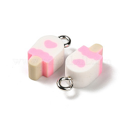 手作りポリマークレイペンダント  鉄パーツ  ピンク  14x6x5mm  穴：1.8mm&nbsp;CLAY-H007-01D