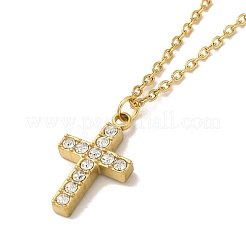 Ion Plating(IP) 304 Stainless Steel Cross Pendant Necklaces & Bracelets & Stud Earrings Sets for Women&nbsp;SJEW-C004-12G