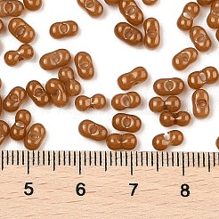 焼付塗装ガラスシードビーズ  ピーナッツ  サドルブラウン  6x3.5x3mm  穴：1mm  約4500個/ポンド&nbsp;SEED-L011-09A-19