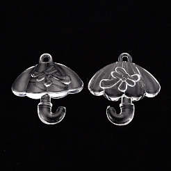 透明なアクリルパーツ  ちょう結びの傘  透明  42.5x38x7.5mm  穴：3x3.5mm  約109個/500g&nbsp;TACR-T024-01B-205