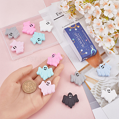 ハロウィンゴースト 食品グレード 環境に優しいシリコンビーズ 14個 7色  ミックスカラー  30x32x9.5mm  穴：2.5mm  2個/カラー&nbsp;SIL-SC0002-22