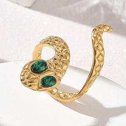 304 Stainless Steel with Cubic Zirconia Cuff Open Rings&nbsp;SA-CBAF5A1-04G