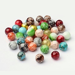 Mixed Style & Mixed Color Round Spray Painted Glass Beads&nbsp;DGLA-X0003-12mm