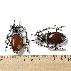 両用アイテム合金ブローチ  ナチュラルカーネリアンと  クモ  49.5x35.5x15~16mm  穴：4x2.5mm&nbsp;JEWB-C026-05A-AS