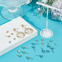 40Pcs 2 Style 202 & 304 Stainless Steel Round Ball Stud Earring Findings&nbsp;STAS-BBC0004-80