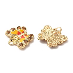 メッキ合金エナメルチャームラック  ラインストーン付き  ゴールドカラー  バタフライチャーム  ミックスカラー  17x19.5x3mm  穴：2.2mm&nbsp;PALLOY-M216-06G