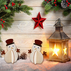 6Pcs Christmas Unfinished Wooden Snowman Ornaments&nbsp;WOOD-SP0001-72