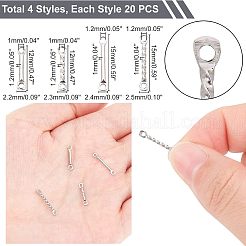 80個 4サイズ 201ステンレススチールリンクコネクター  ツイストバーリンク  ステンレス鋼色  20pcs /サイズ&nbsp;STAS-UN0026-68