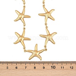 304ステンレススチール製ヒトデリンクチェーンネックレス（女性用）  ゴールドカラー  17.17インチ（43.6cm）&nbsp;NJEW-G179-01G