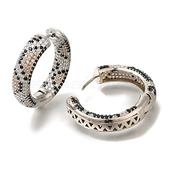 Rack Plating Brass Micro Pave Cubic Zirconia Hoop Earrings&nbsp;EJEW-H016-21P