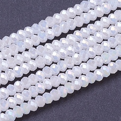 電気メッキガラスビーズセット  イミテーション翡翠  ABカラーメッキ  多面カット  ロンデル  ホワイト  3x2mm  穴：0.5mm  約135~140個/連  32~34cm&nbsp;EGLA-R048-2mm-36