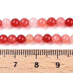 染め加工天然石ホワイトジェイドビーズ連売り  ツートン  ラウンド  レッド  4.5x4~4.5mm  穴：0.8mm  約90~91個/連  14.76~14.92''（37.5~37.9センチメートル）&nbsp;G-T140-4mm-A12