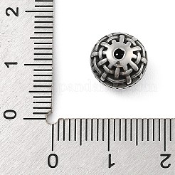304ステンレススチール中空ビーズ  ラウンド  アンティークシルバー  10.5x9.5mm  穴：1.8mm&nbsp;STAS-S173-22AS