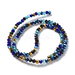 ガラスビーズ連売り  多面カット  ロンデル  ミディアムブルー  4x3mm  穴：0.4mm  約123~127個/連  15.75~16.5インチ（40~42cm）&nbsp;EGLA-A034-M4mm-36