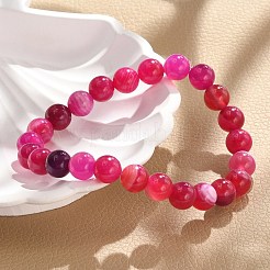 Natural Striped Agate/Banded Agate Beaded Stretch Bracelets&nbsp;BJEW-JB02564
