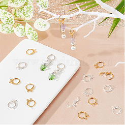 40Pcs 2 Color 2-hole Rack Plating Eco-friendly Brass Huggie Hoop Earring Findings&nbsp;KK-FH0006-63