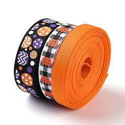 10ロールハロウィングログランリボン  チロリアンテープ  ギフト包装用  工芸品アクセサリー  ミックスカラー  3/8インチ（10mm）  5/8インチ（16mm）  7/8インチ（22mm）&nbsp;SRIB-P015-01