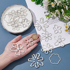 16Pcs 8 Styles Tibetan Style Alloy Flower Pendants&nbsp;FIND-GA0007-06