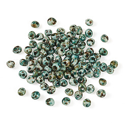 ピカソガラスシードビーズ  丸い穴  ティアドロップ  淡い茶色  5x4.5x4mm  穴：1.4mm  120個/セット&nbsp;SEED-TADJ0001-05B
