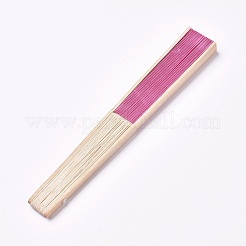 ウッドファン  白紙ファン  ショッキングピンク  21x2.7x1.1cm  展開：20.8x37.7x2.2cm&nbsp;LS-AJEW-WH0098-99B